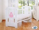 Drewniane białe łóżeczko dla niemowląt 120x60cm Glamour biało-różowe