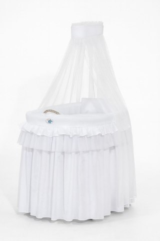 Kosz Mojżesza wiklinowy z baldachimem- Little Prince Princess biały