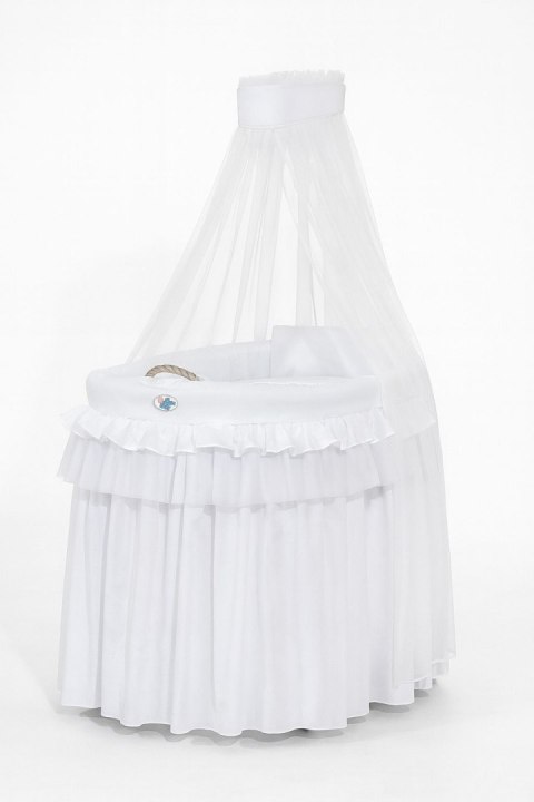 Kosz Mojżesza wiklinowy z baldachimem- Little Prince Princess biały