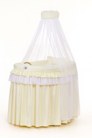 Kosz Mojżesza wiklinowy z baldachimem- Little Prince Princess kremowy