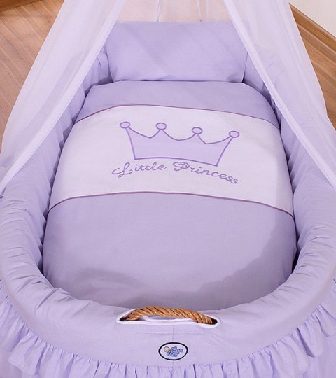 Kosz Mojżesza wiklinowy z baldachimem- Little Prince fioletowy