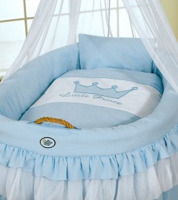Kosz Mojżesza wiklinowy z baldachimem- Little Prince niebieski