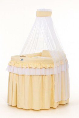 Kosz Mojżesza wiklinowy z baldachimem- Little Princess brzoskwiniowy