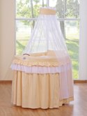 Kosz Mojżesza wiklinowy z baldachimem- Little Princess brzoskwiniowy