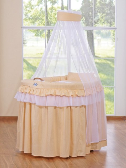 Kosz Mojżesza wiklinowy z baldachimem- Little Princess brzoskwiniowy