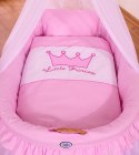Kosz Mojżesza wiklinowy z baldachimem- Little Princess różowy