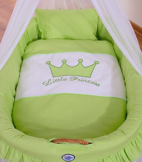 Kosz Mojżesza wiklinowy z baldachimem- Little Princess zielony