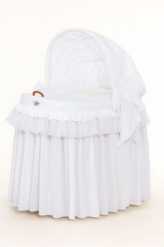 Kosz Mojżesza wiklinowy ze składaną budką- Little Prince Princess biały