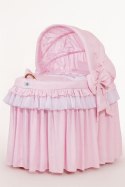 Kosz Mojżesza wiklinowy ze składaną budką- Little Princess różowy