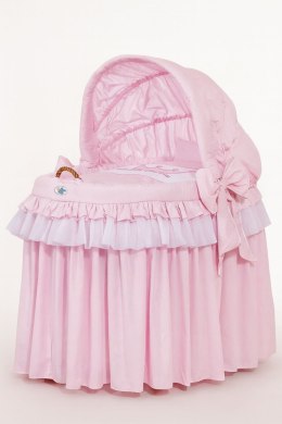 Kosz Mojżesza wiklinowy ze składaną budką- Little Princess różowy