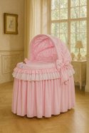 Kosz Mojżesza wiklinowy ze składaną budką- Little Princess różowy