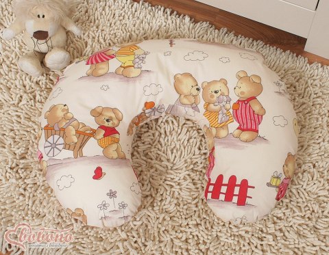 Poduszka rogal do karmienia fasolka + zdejmowana poszewka - Misiowe urodziny