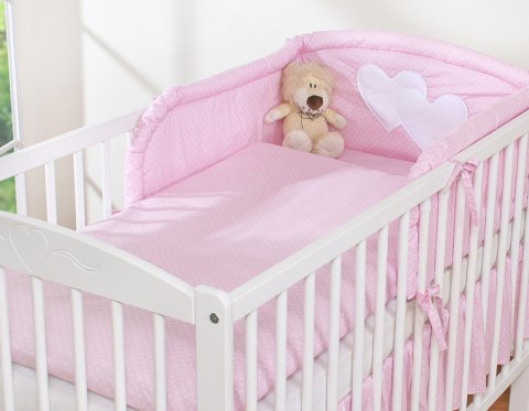 Pościel 2-cz 120x90 - Serduszka kropki na różu