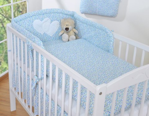 Pościel 2-cz 120x90 - Serduszka łączka niebieska