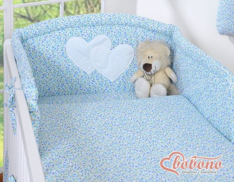 Pościel 2-cz 120x90 - Serduszka łączka niebieska
