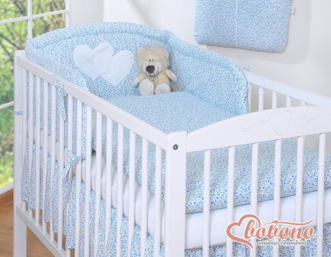 Pościel 2-cz 120x90 - Serduszka łączka niebieska