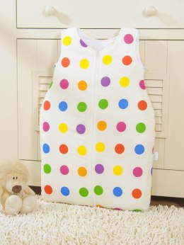 Śpiworek dla dzieci bawełniany M 6-12 mcy TOG 2.5 całoroczny ocieplany grochy kolorowe na ecru