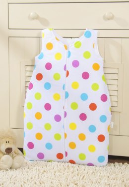 Śpiworek dla dzieci bawełniany M 6-12 mcy TOG 2.5 całoroczny ocieplany grochy kolorowe