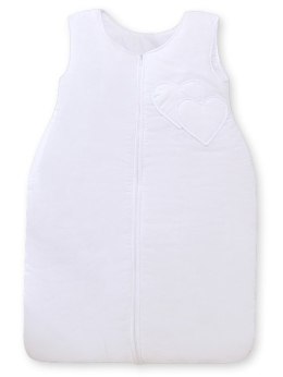 Śpiworek dla dzieci bawełniany M 6-12 mcy TOG 2.5 całoroczny ocieplany serduszka białe