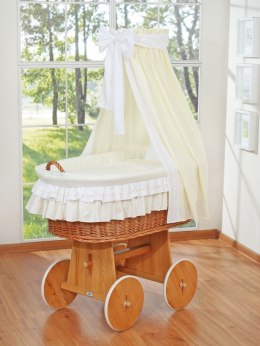Wiklinowy kosz Mojżesza z baldachimem Bellamy - naturalny + kremowa pościel