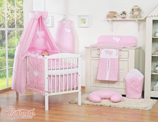 Baldachim z tkaniny - Serduszka różowe