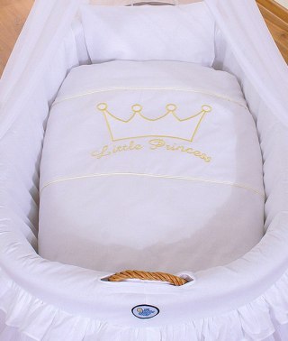 Obszycie 4-cz do kosza Mojżesza wiklinowego ze baldachimem Little Prince Princess -białe