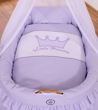 Obszycie 4-cz do kosza Mojżesza wiklinowego ze baldachimem Little Prince Princess -fioletowe