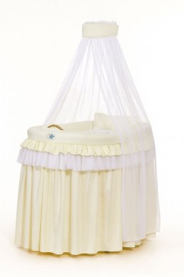 Obszycie 4-cz do kosza Mojżesza wiklinowego ze baldachimem Little Prince Princess -kremowe