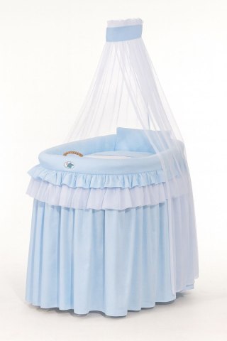 Obszycie 4-cz do kosza Mojżesza wiklinowego ze baldachimem Little Prince - niebieskie