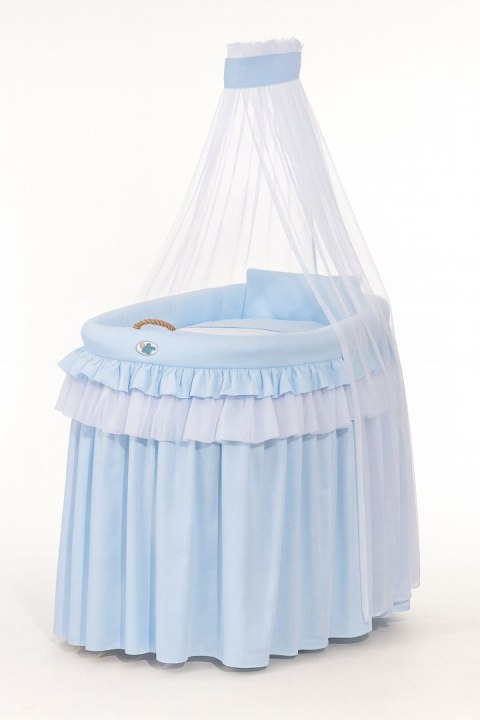 Obszycie 4-cz do kosza Mojżesza wiklinowego ze baldachimem Little Prince - niebieskie