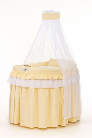 Obszycie 4-cz do kosza Mojżesza wiklinowego ze baldachimem Little Princess -brzoskwiniowe