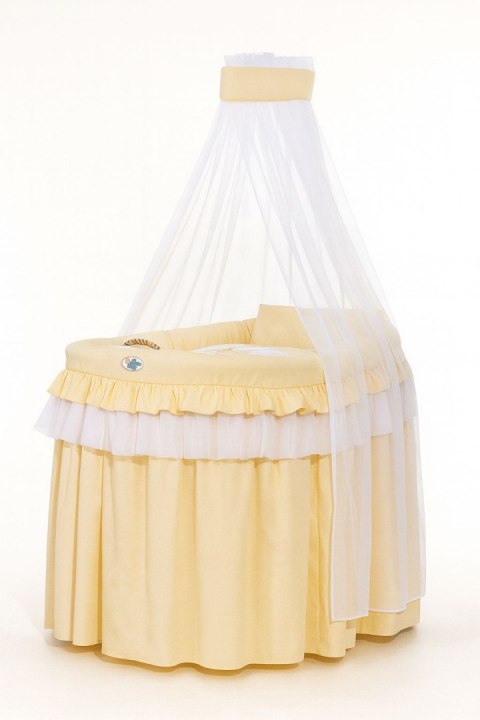 Obszycie 4-cz do kosza Mojżesza wiklinowego ze baldachimem Little Princess -brzoskwiniowe