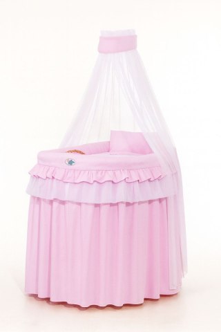 Obszycie 4-cz do kosza Mojżesza wiklinowego ze baldachimem Little Princess - różowe