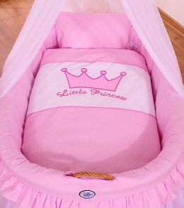 Obszycie 4-cz do kosza Mojżesza wiklinowego ze baldachimem Little Princess - różowe