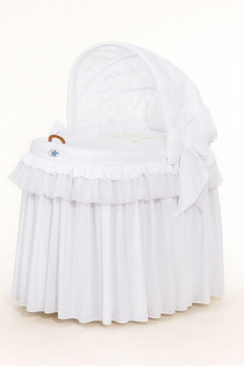 Obszycie 4-cz do kosza Mojżesza wiklinowego ze składaną budką- Little Prince Princess biały