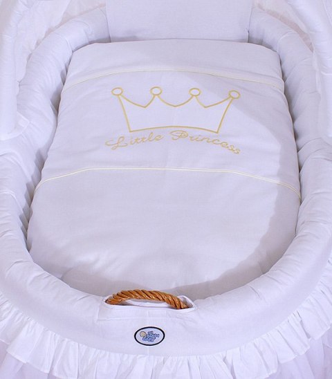 Obszycie 4-cz do kosza Mojżesza wiklinowego ze składaną budką- Little Prince Princess biały