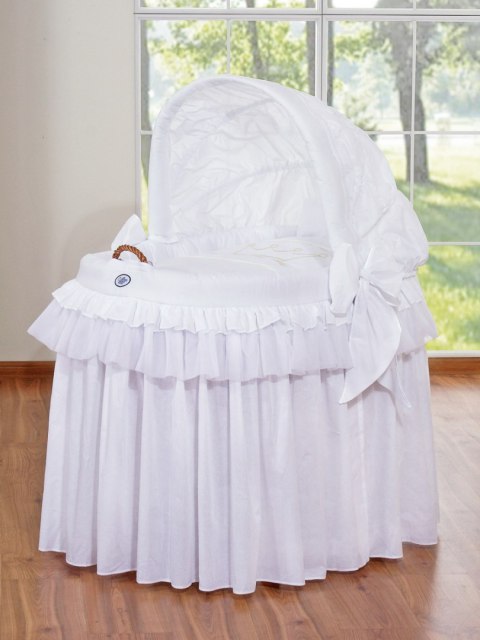 Obszycie 4-cz do kosza Mojżesza wiklinowego ze składaną budką- Little Prince Princess biały