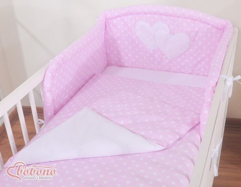 Pościel 3-cz 120x90 - Serduszka grochy różowe