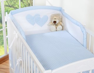 Pościel 3-cz 120x90 - Serduszka kratka niebieska