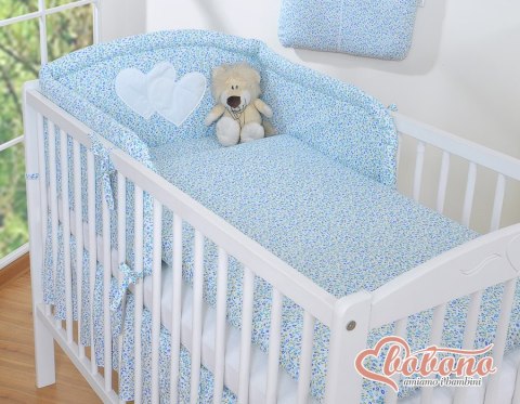 Pościel 3-cz 120x90 - Serduszka łączka niebieska