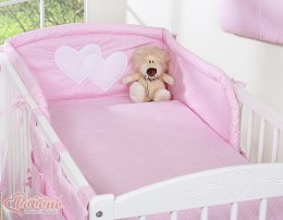 Pościel 3-cz 135x100 - Serduszka kropki na różu