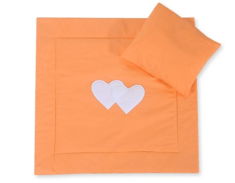 Pościel do wózka z wypełnieniem kołderka i poduszka - Serduszka brzoskwiniowe