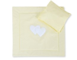 Pościel do wózka z wypełnieniem kołderka i poduszka - Serduszka cream