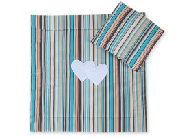 Pościel do wózka z wypełnieniem kołderka i poduszka - Serduszka paseczki brązowe