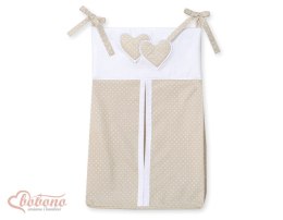Przybornik- Torba na pampersy- Wiszące serduszka kropki na beżu