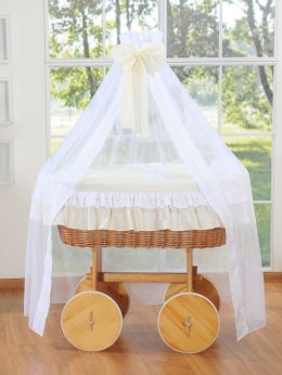 Wiklinowy kosz Mojżesza z baldachimem Deluxe Bellamy - naturalny + kremowa pościel