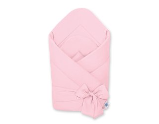 Dwustronny rożek dla niemowląt miękki bawełniany z wiązaniem - jasny róż