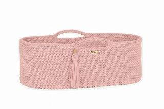 Kosz Mojżesza BOHO bawełniany Handmade z materacykiem - pastel pink
