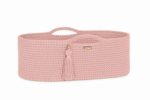 Kosz Mojżesza BOHO bawełniany Handmade z materacykiem - pastel pink