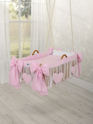 Kosz Mojżesza kołyska wisząca- Pepitka różowa